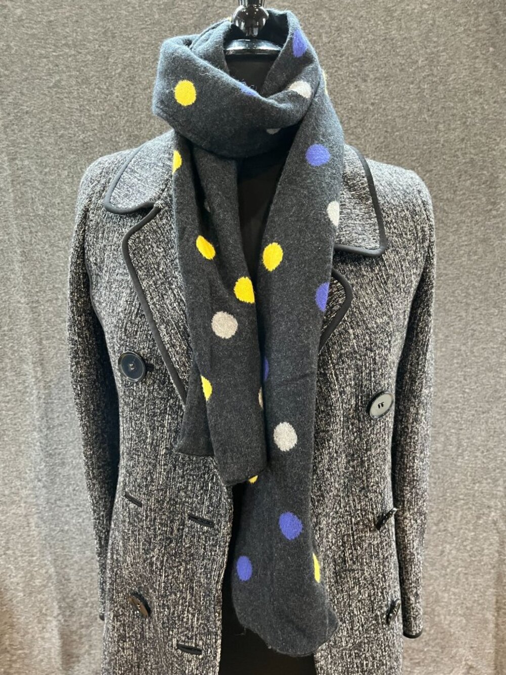 6x68 j crew lambswool angor rabbit hair cashmere blend polka dot scarf